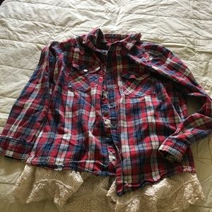 Altered state button down flannel with lace